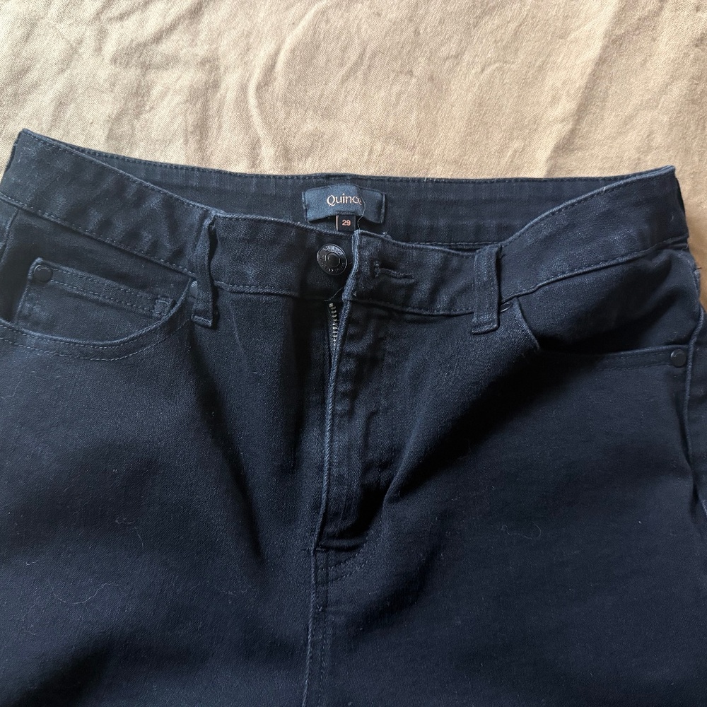Quince black straight leg jeans